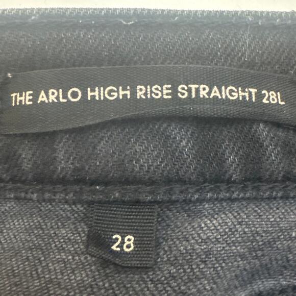 Aritzia Denim Forum Jeans The Arlo High Rise Straight Size 28 Black Wash Stretch - Picture 10 of 11
